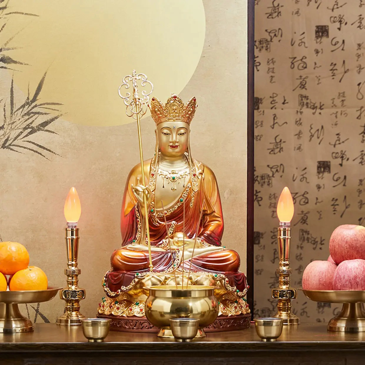 Copper Dizang King Bodhisattva Statue