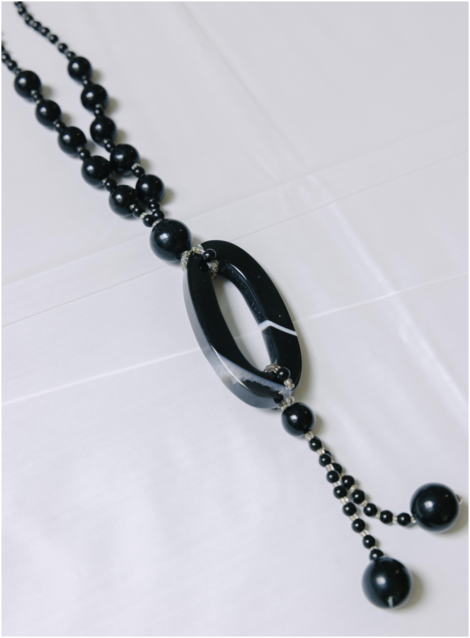 Elegant Black Beaded Necklace