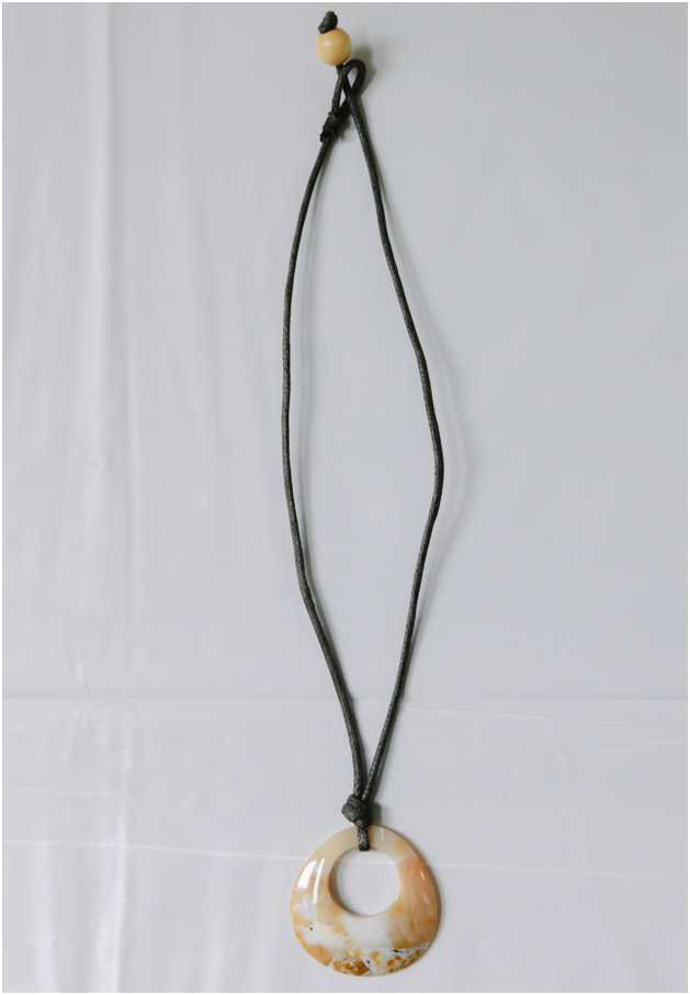 Natural Stone Circle Pendant Necklace