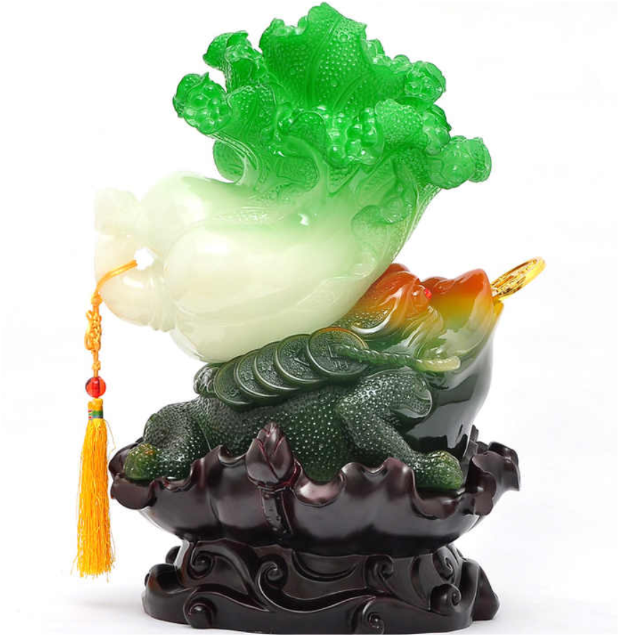 Lucky Frog Resin Jade Cabbage