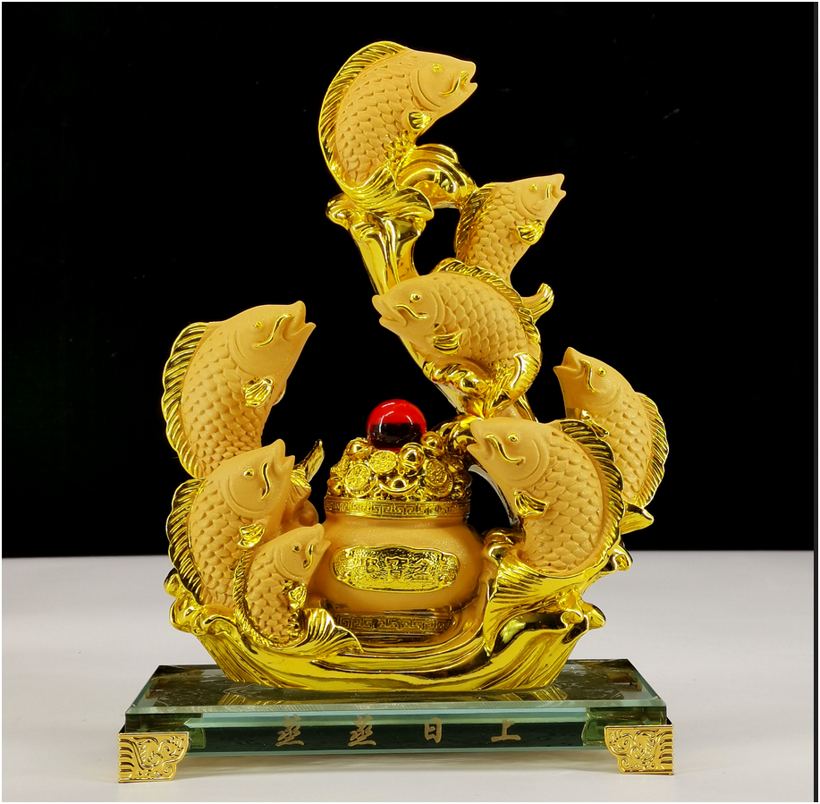 Golden Fortune Koi Prosperity Statue