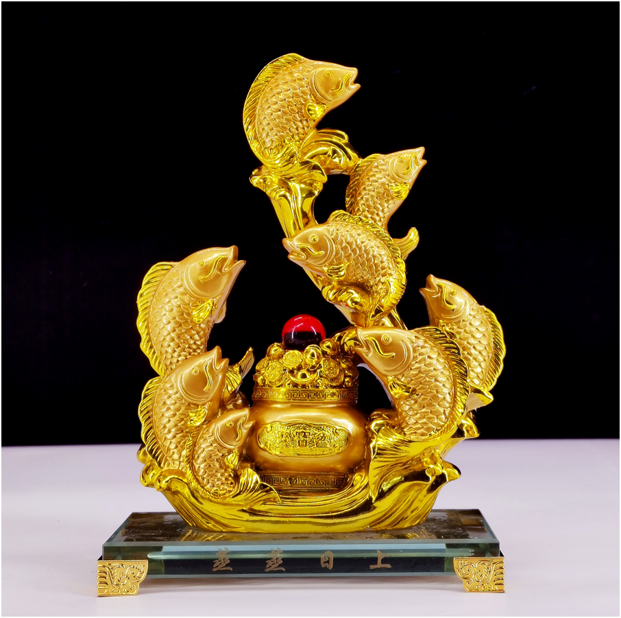 Golden Fortune Koi Prosperity Statue