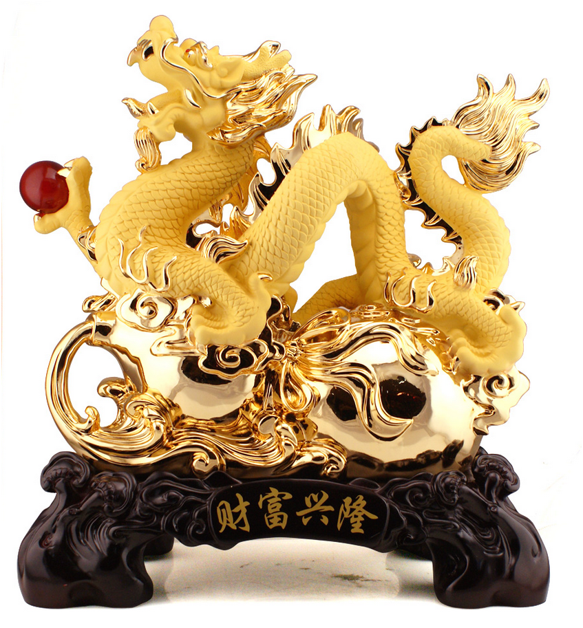 Majestic Golden Dragon Wealth Statue