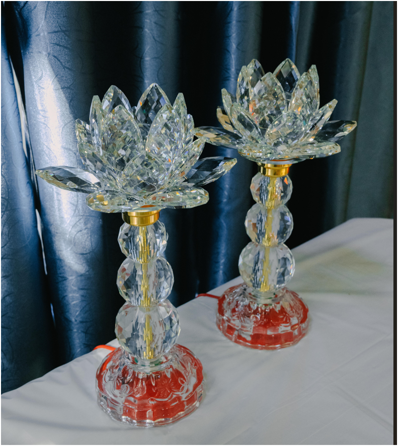 Crystal Lotus Candle & Lamp (Set of 2)