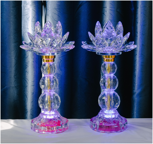 Crystal Lotus Candle & Lamp (Set of 2)