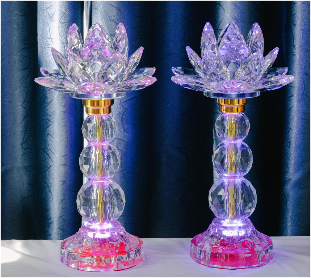 Crystal Lotus Candle & Lamp (Set of 2)