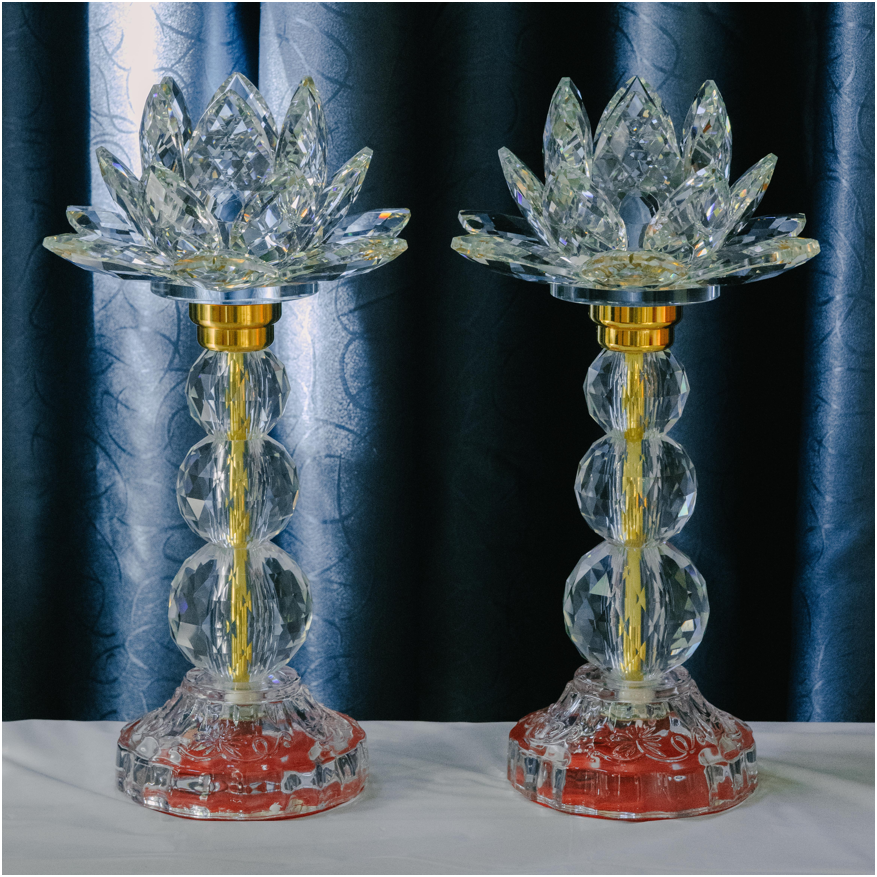 Crystal Lotus Candle & Lamp (Set of 2)