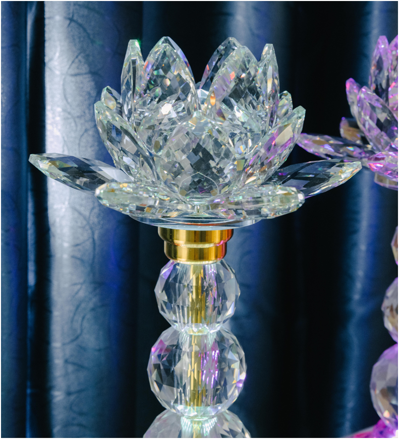 Crystal Lotus Candle & Lamp (Set of 2)