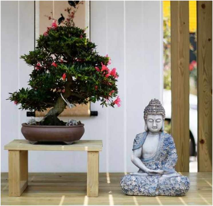 Antique Floral Buddha Sculpture