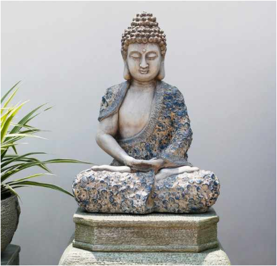 Antique Floral Buddha Sculpture