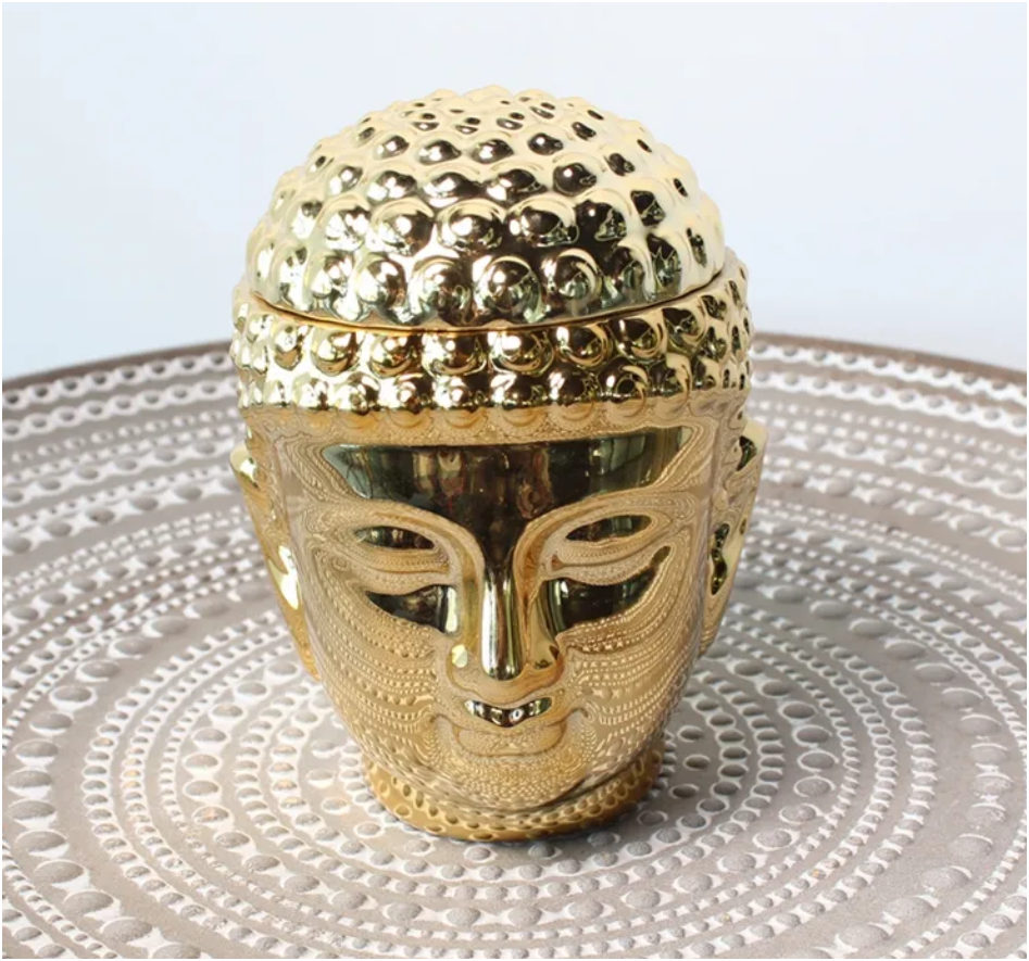 Golden Serenity Buddha Candle Jar