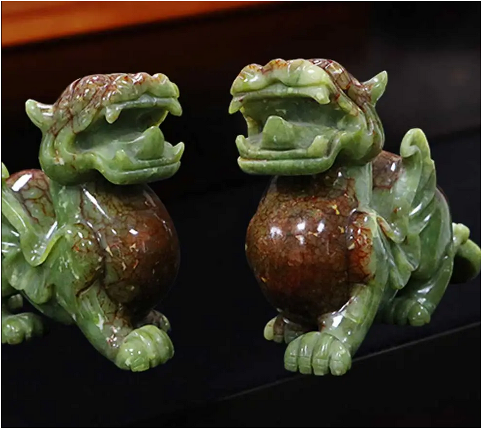 Prosperity Guardians - Twin Jade Pixiu Statues (Set Of 2)