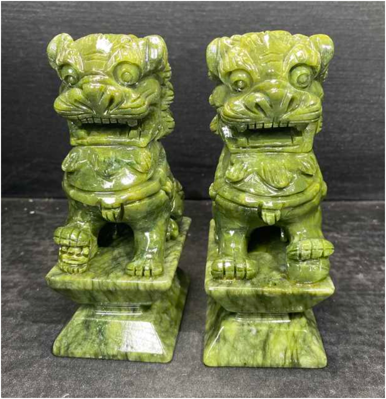 Xiuyan Jade Kylin Statues (Set Of 2)