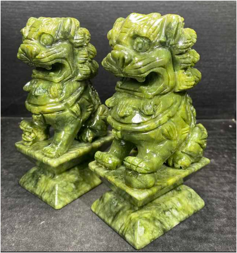 Xiuyan Jade Kylin Statues (Set Of 2)