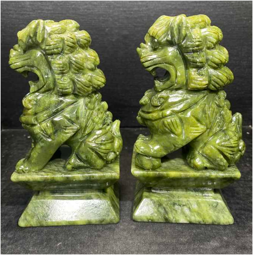 Xiuyan Jade Kylin Statues (Set Of 2)