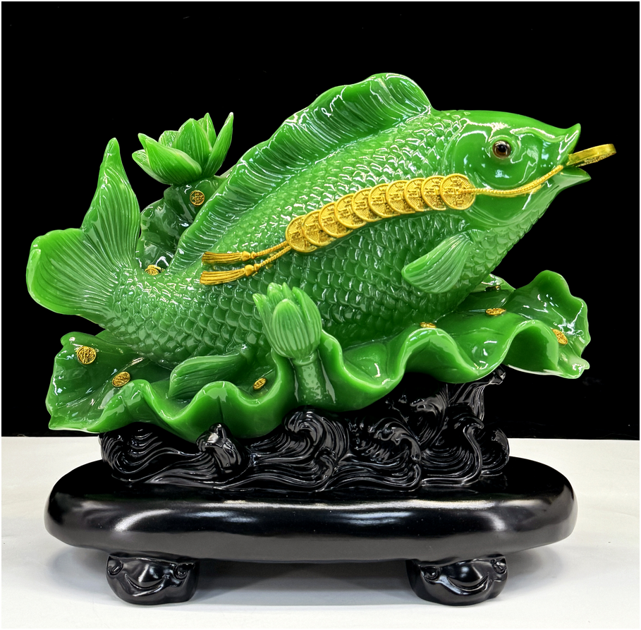 Golden Prosperity Koi Carving