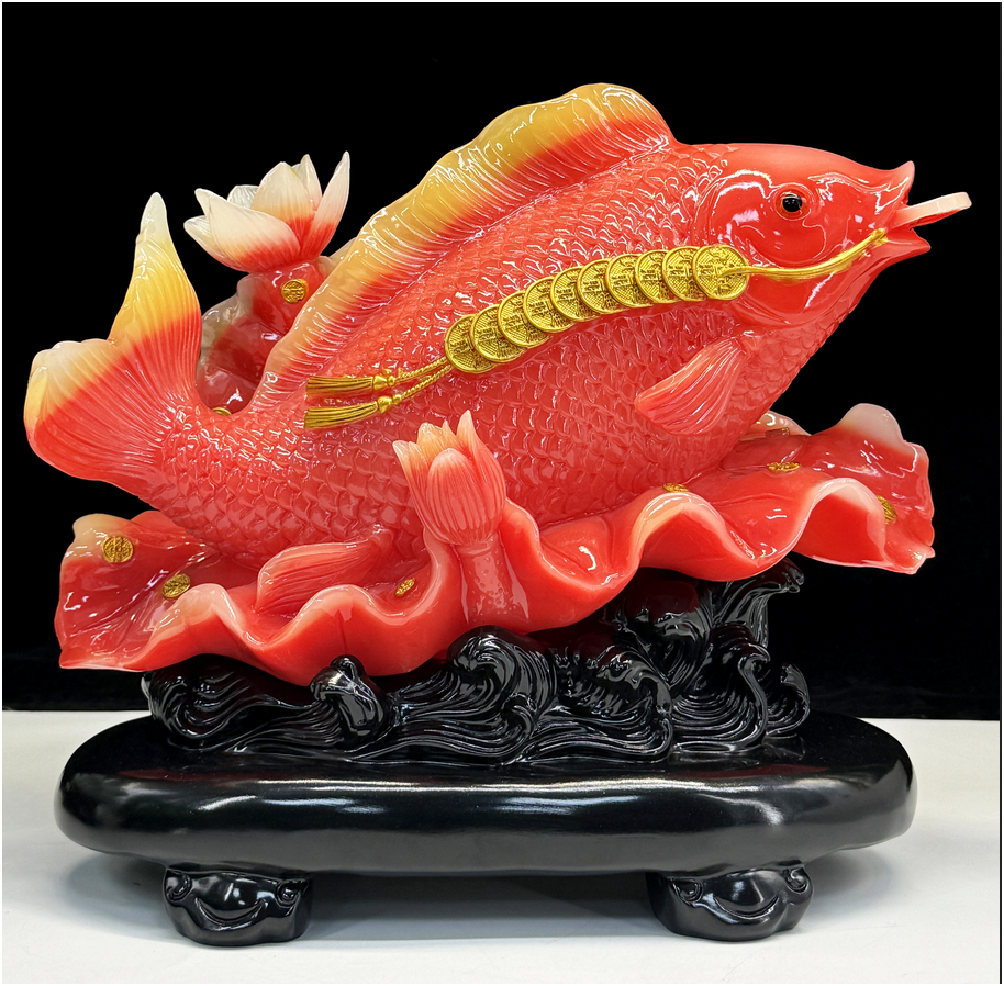 Golden Prosperity Koi Carving
