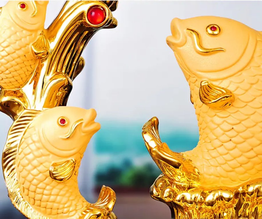 Golden Fortune Fish Statue