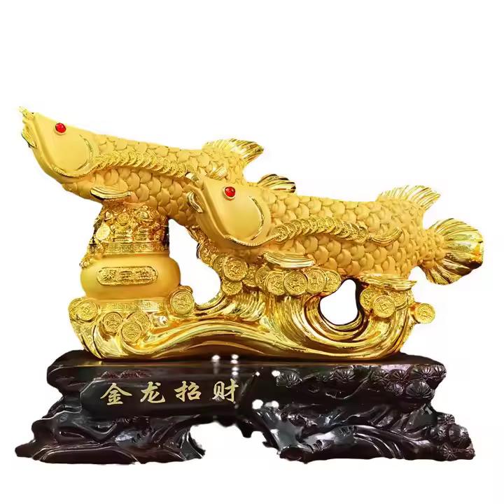 Feng Shui Golden Arowana Fish Statue