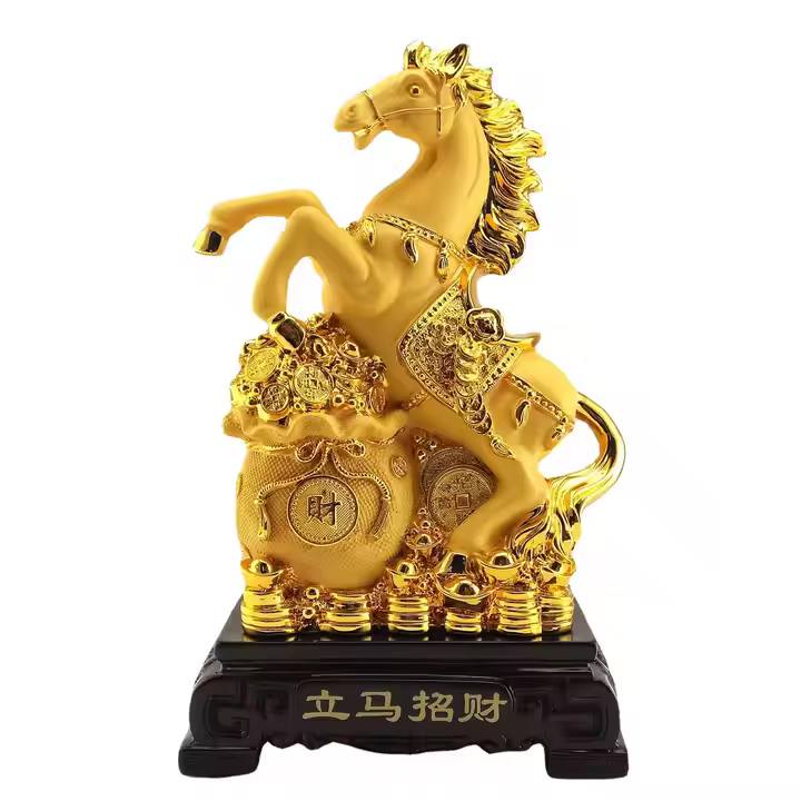 Golden Resin Horse Sculpture Statue