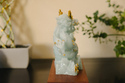 Blue Jade Dragon Statue