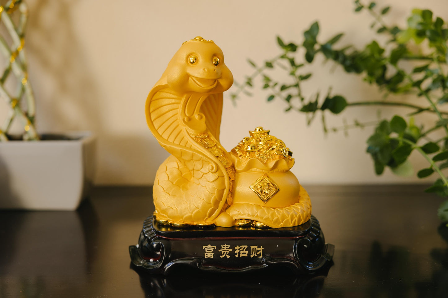 Golden Fortune Snake Wealth Ornament