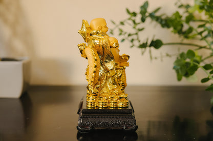 Golden Laughing Buddha with Dragon