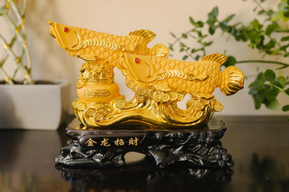 Golden Arowana Fish Statue