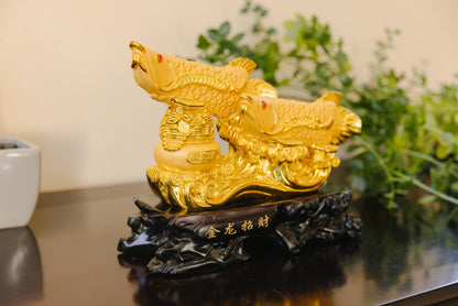 Golden Arowana Fish Statue
