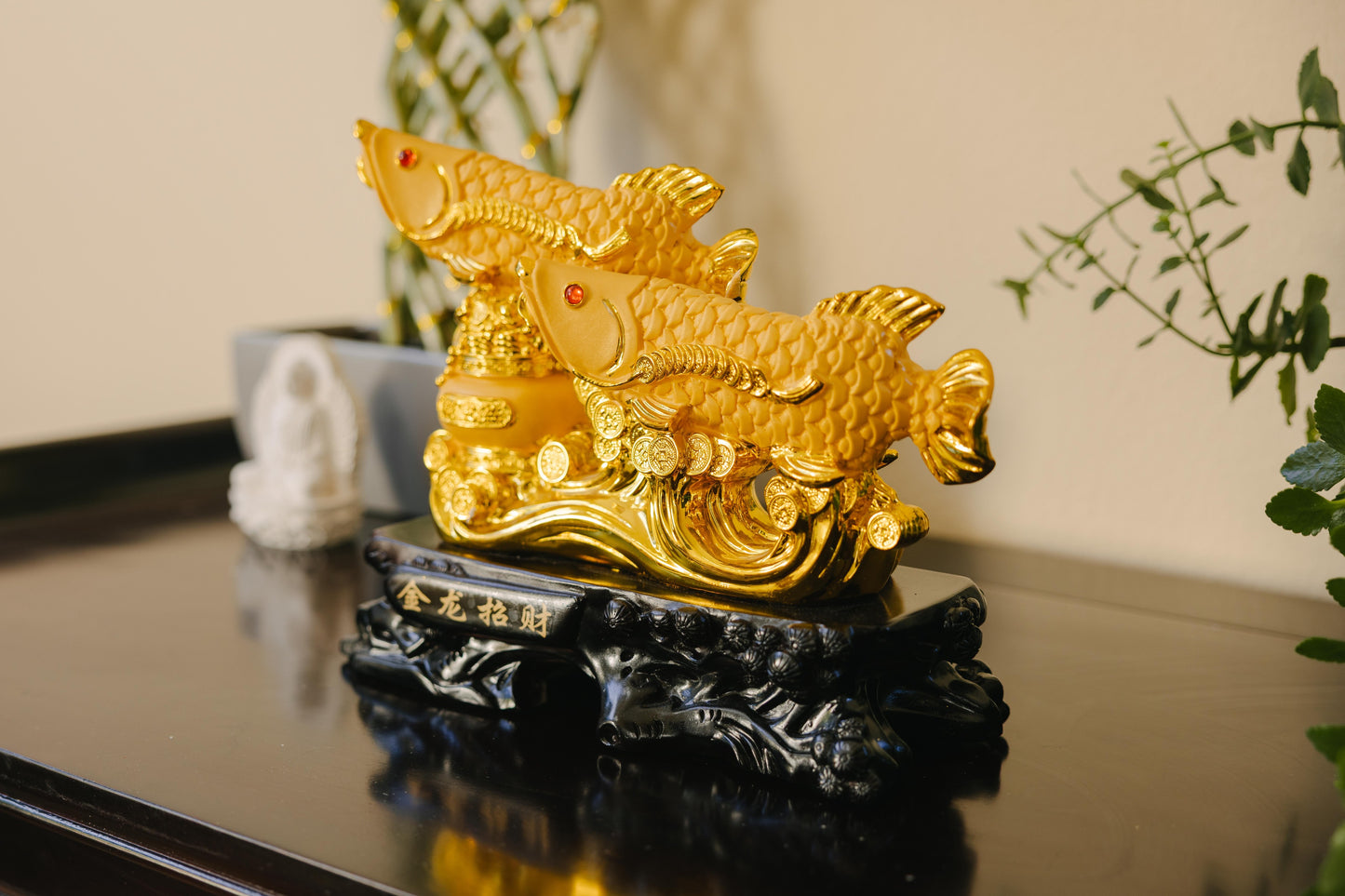 Golden Arowana Fish Statue