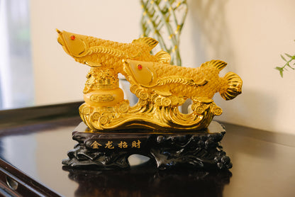 Golden Arowana Fish Statue