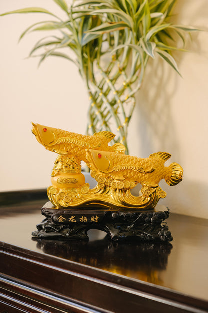 Golden Arowana Fish Statue