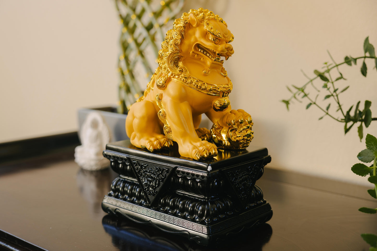 Golden Guardian Resin Lion Statues