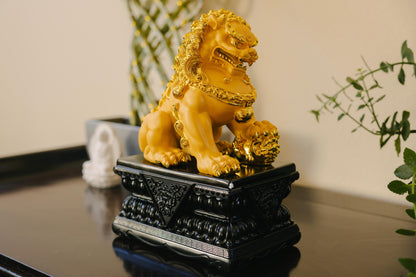 Golden Guardian Resin Lion Statues