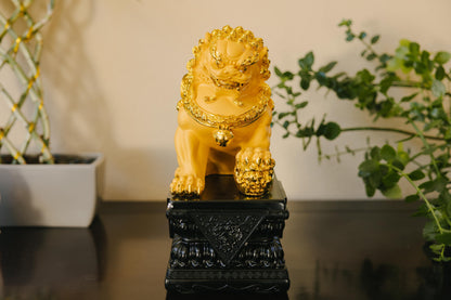 Golden Guardian Resin Lion Statues
