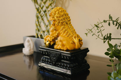 Golden Guardian Resin Lion Statues