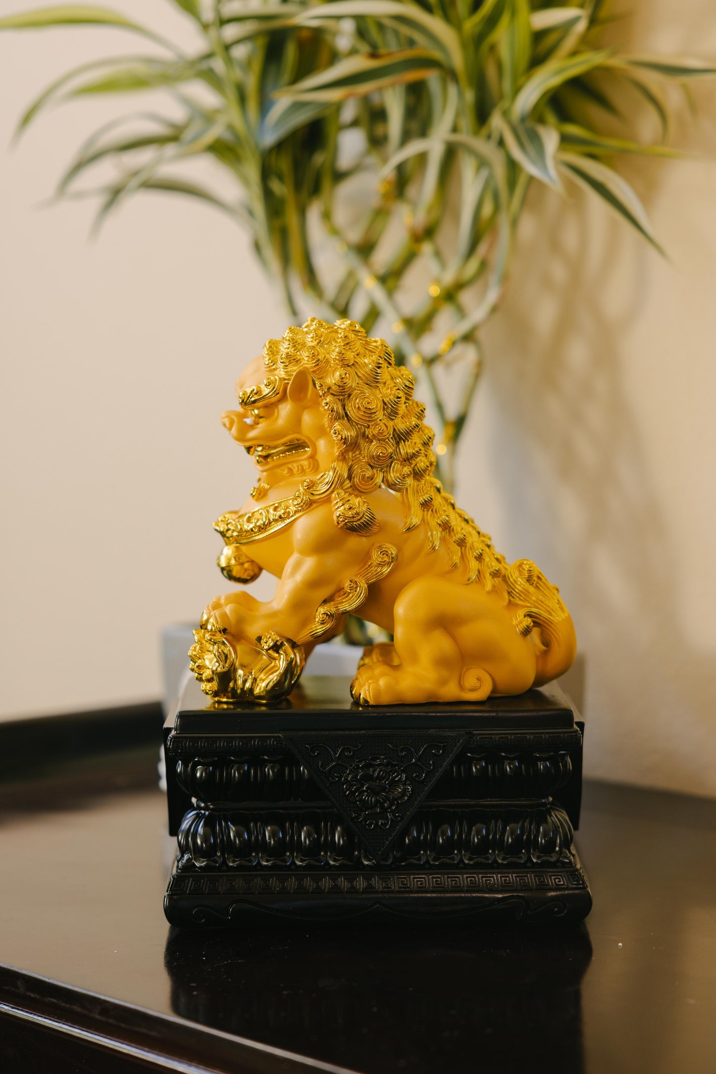 Golden Guardian Resin Lion Statues