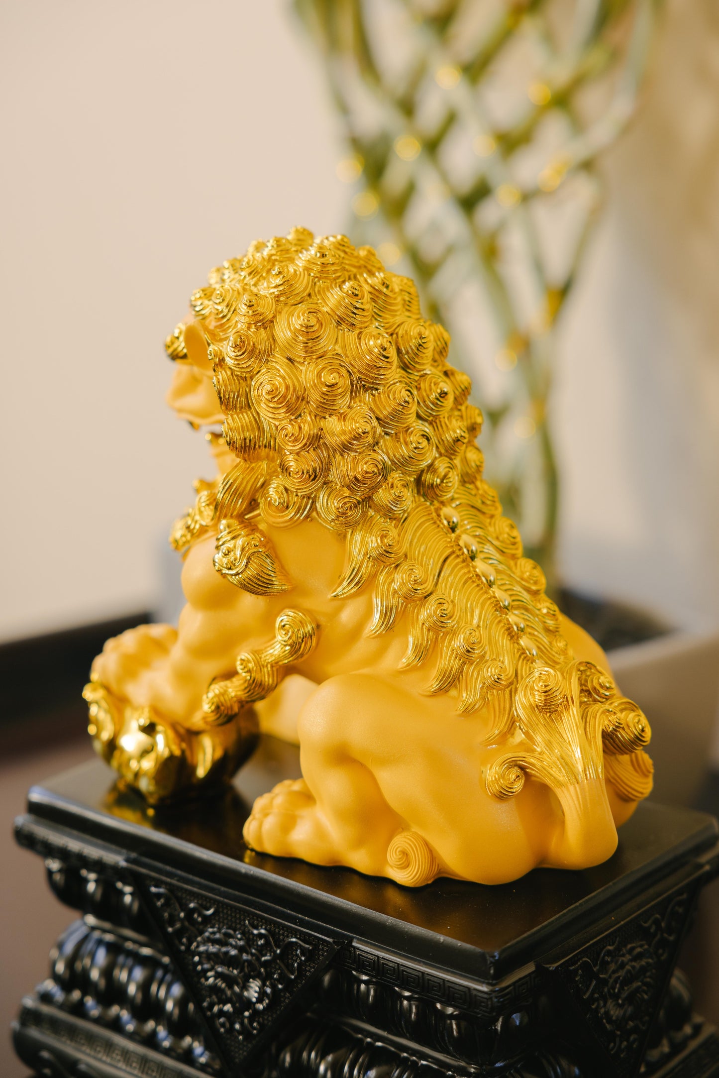 Golden Guardian Resin Lion Statues