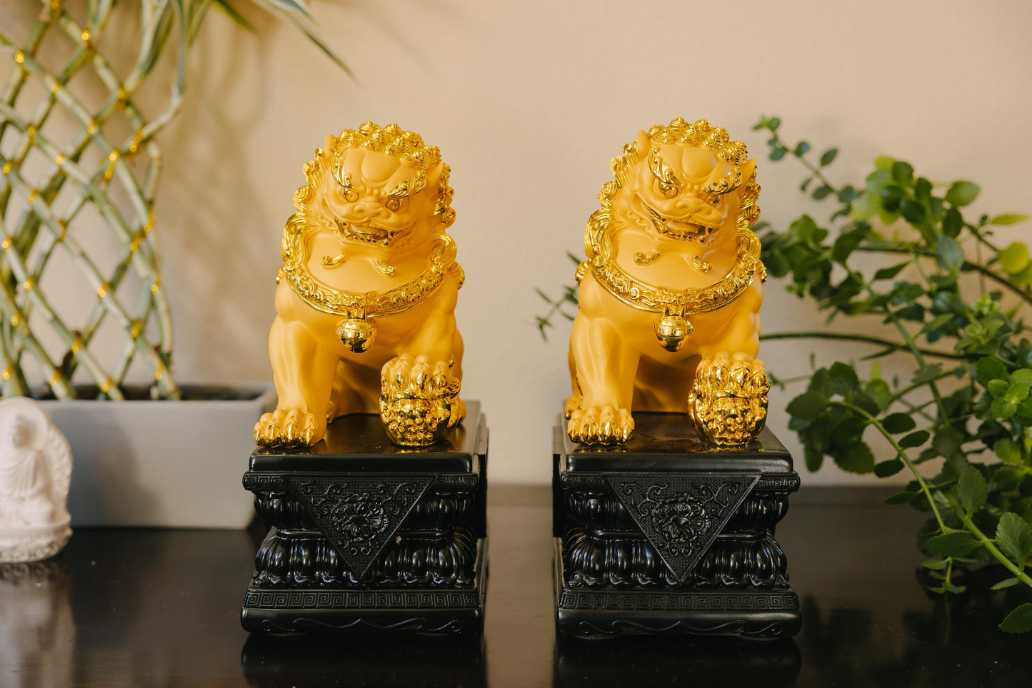 Golden Guardian Resin Lion Statues