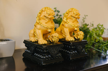 Golden Guardian Resin Lion Statues