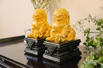 Golden Guardian Resin Lion Statues