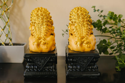 Golden Guardian Resin Lion Statues