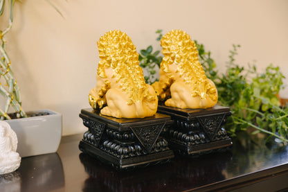 Golden Guardian Resin Lion Statues
