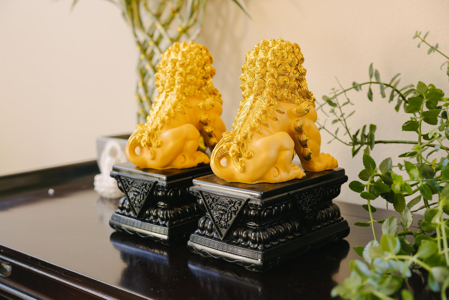 Golden Guardian Resin Lion Statues