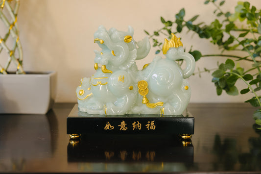 Lucky Jade Pixiu Statue