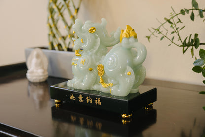 Lucky Jade Pixiu Statue