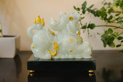 Lucky Jade Pixiu Statue
