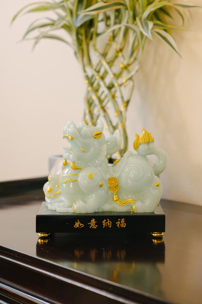 Lucky Jade Pixiu Statue