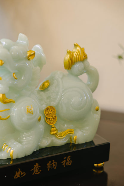 Lucky Jade Pixiu Statue