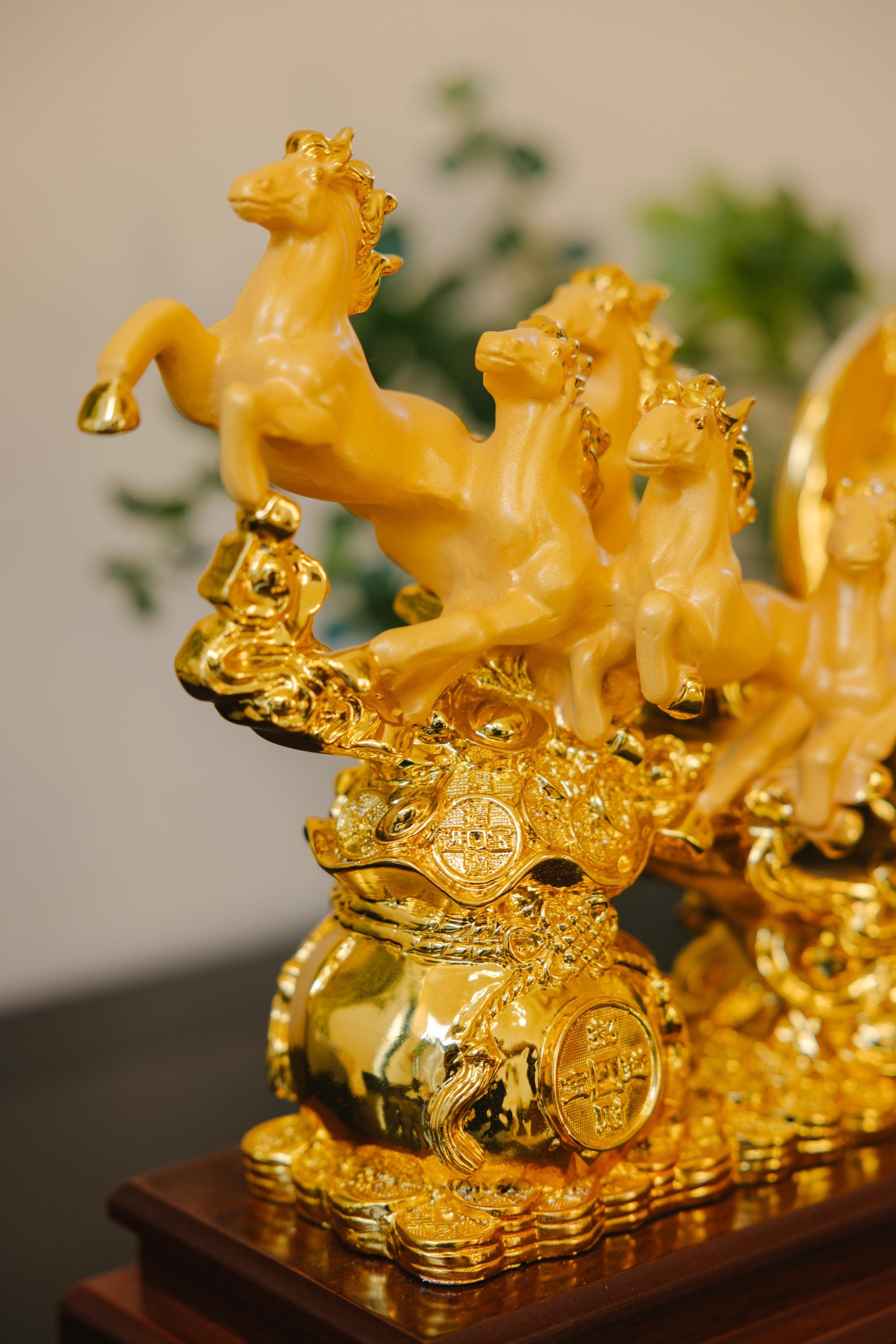 Golden Eight Horses of Success Resin Statue